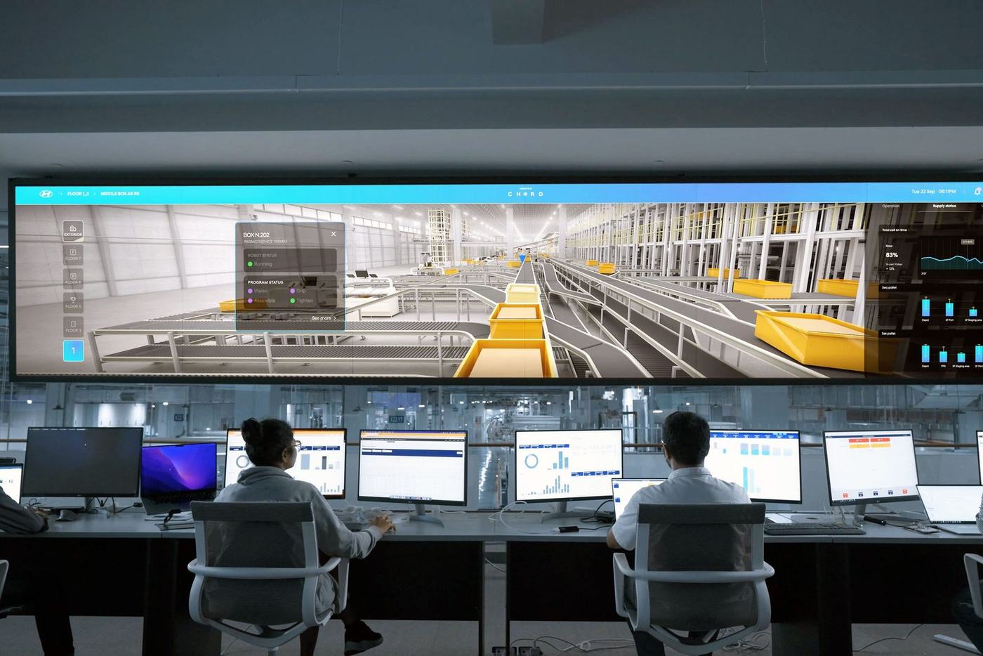 An operations room using the verified record on a wall display